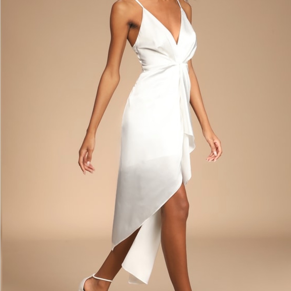 NEW LULUS SATUN IVORY DRESS RUFFLED